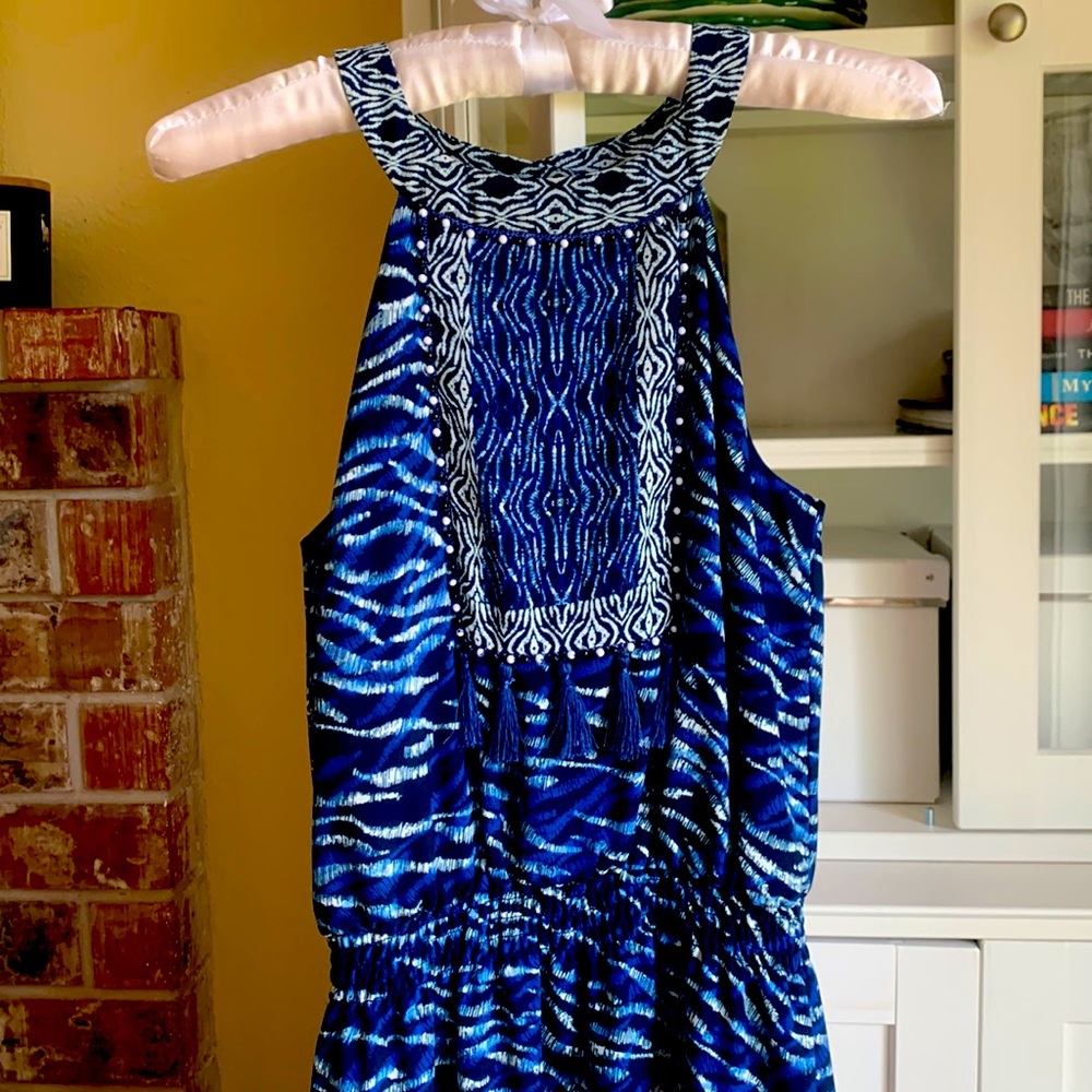 WHBM Blue safari print maxi dress